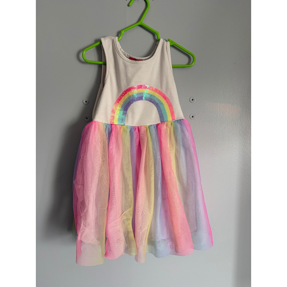Zunie Girl Kids Rainbow Sequin Tulle Tutu Dress Pastel Multi Color 3T ZD7495E9A